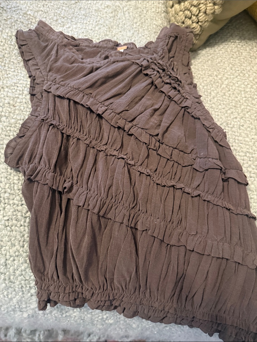 Free People Charcoal Ruffled Sleeveless Top